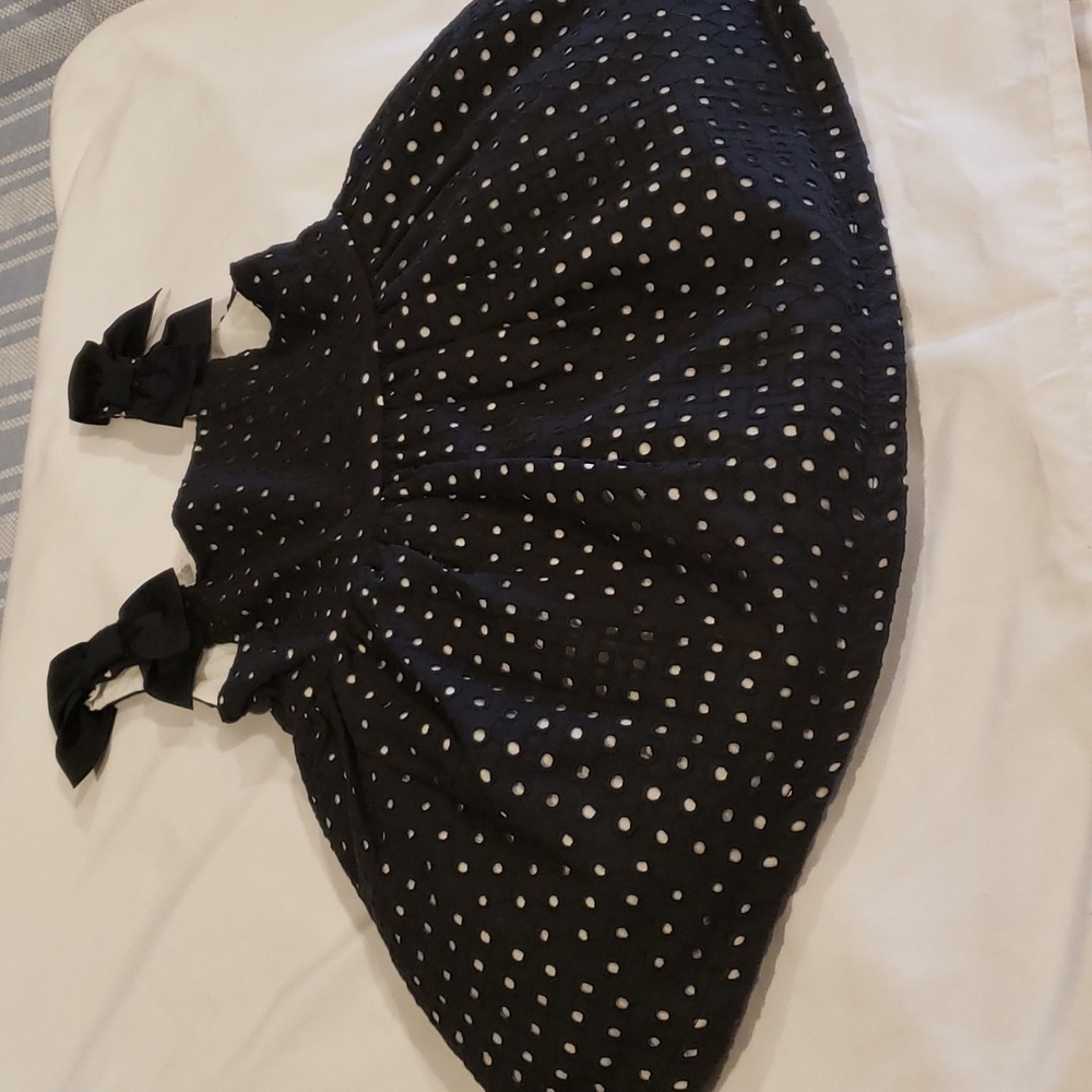 Janie and Jack Navy and white polka dotted sun dress with bloomers 6 to 12 month